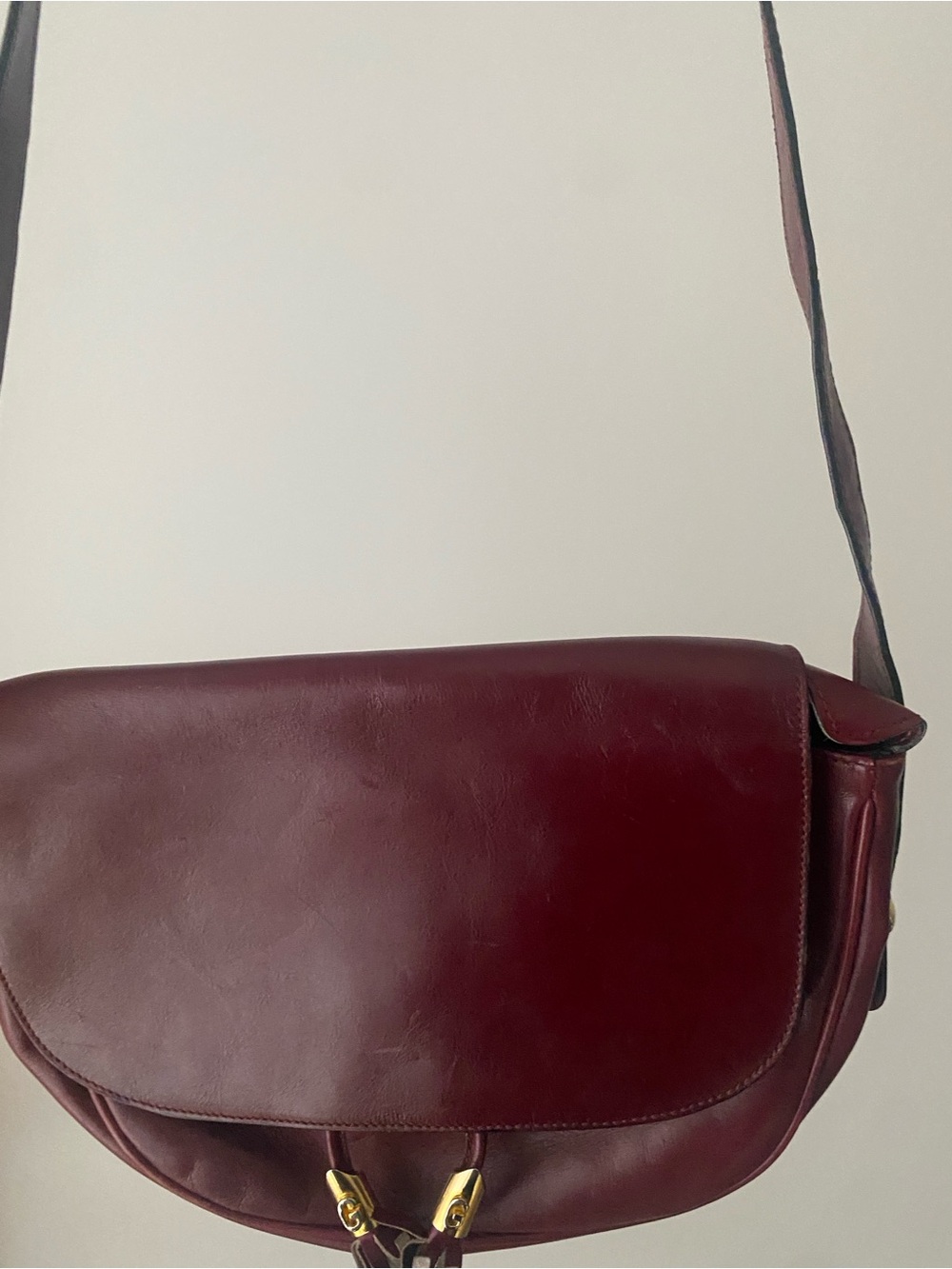 Gucci Burgundy Leather Crossbody Saddle Purse - Picture 4 of 13